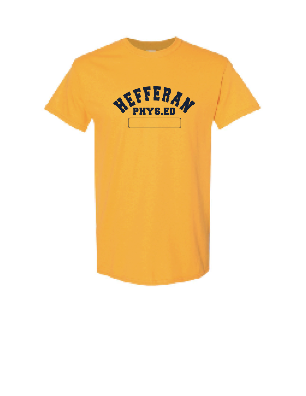 Hefferan School Student Gym Uniform T-Shirt Gold/Blue