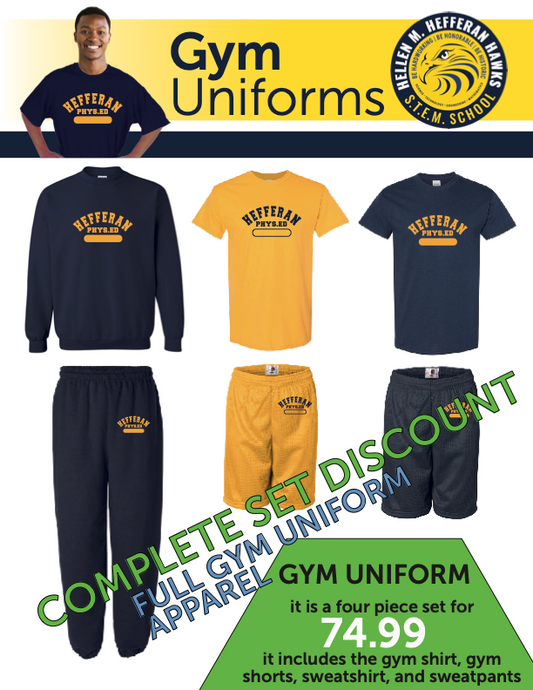 Hefferan Elementary School Gym Uniforms Complete Set