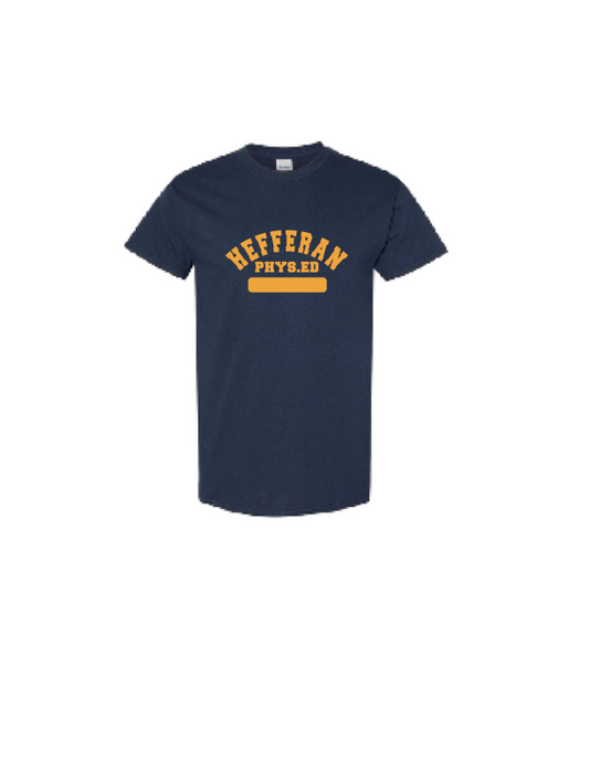 Hefferan School  Student Gym Uniform T-Shirt Gold/Blue