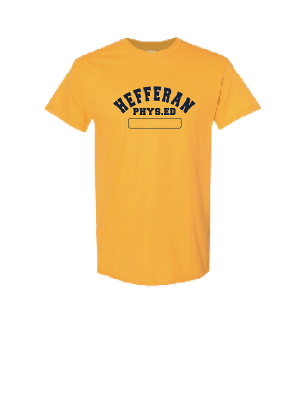 Hefferan School  Student Gym Uniform T-Shirt Gold/Blue